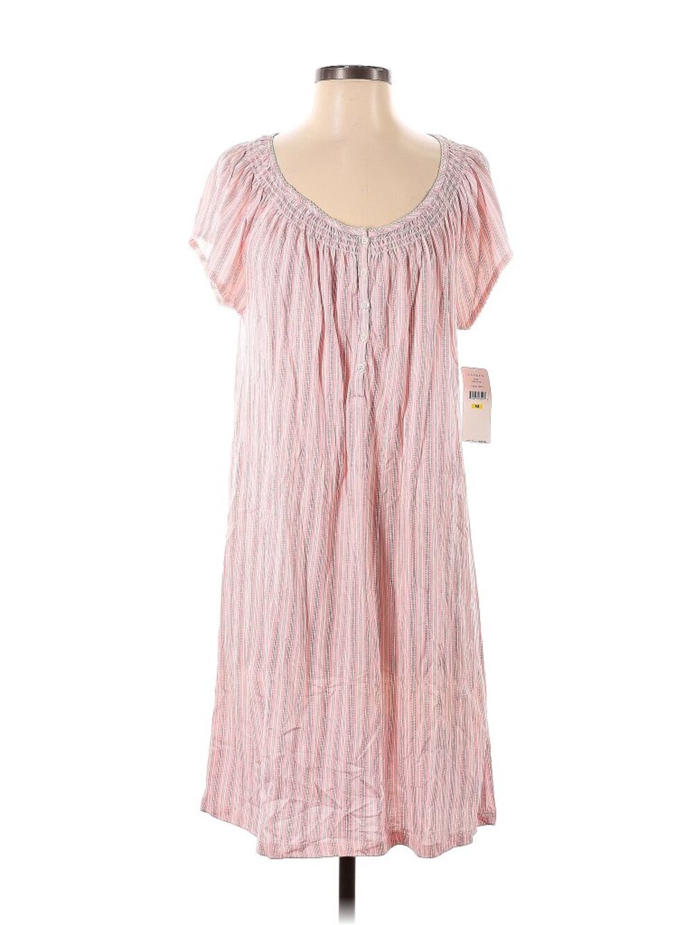 Lauren Ralph Lauren pink striped cotton peasant dress like new size M